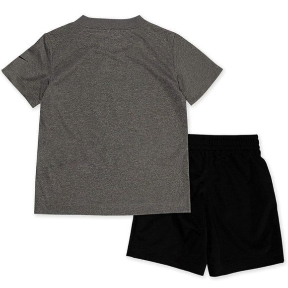 Nike Boys Dri-Fit Just Do It 2 Piece Tee & Shorts Set Black & Grey - Picture 2 of 2